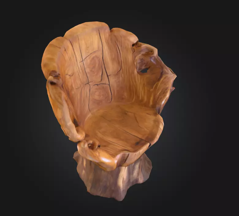 Rustic Tree Chair Low-poly 3D model_10