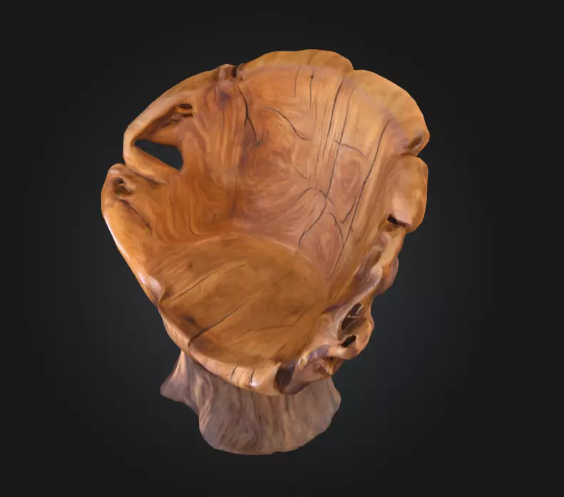 Rustic Tree Chair Low-poly 3D model_9