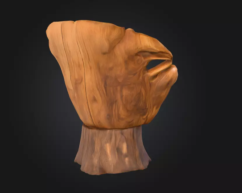 Rustic Tree Chair Low-poly 3D model_3