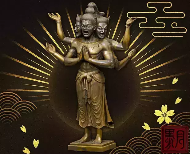 Japanese Ashura - Buddhist Guardian Statue FBX OBJ ZPR STL