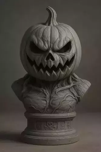 Halloween Pumpkin Bust 3D Print Model  Horror STL 3D print model