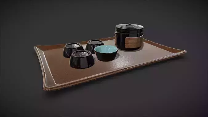 Tea Set And Ceramic Tray 3D model