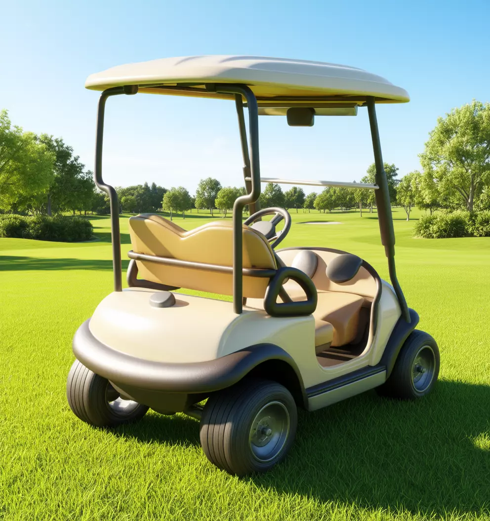 Cartoon Golf Cart Vehicle Lowpoly Beige Body 3D Model Low-poly 3D model_1