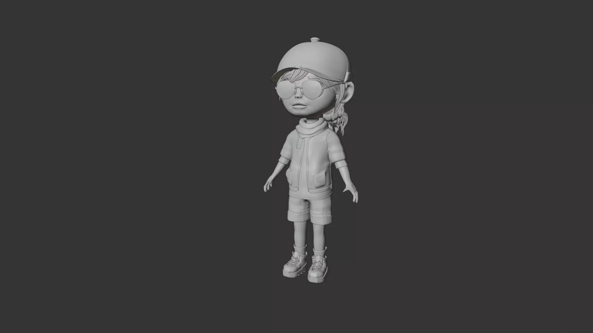 Stylized Girl Character 3D Model Blender 2K 4K PBR Textures 3D model_8