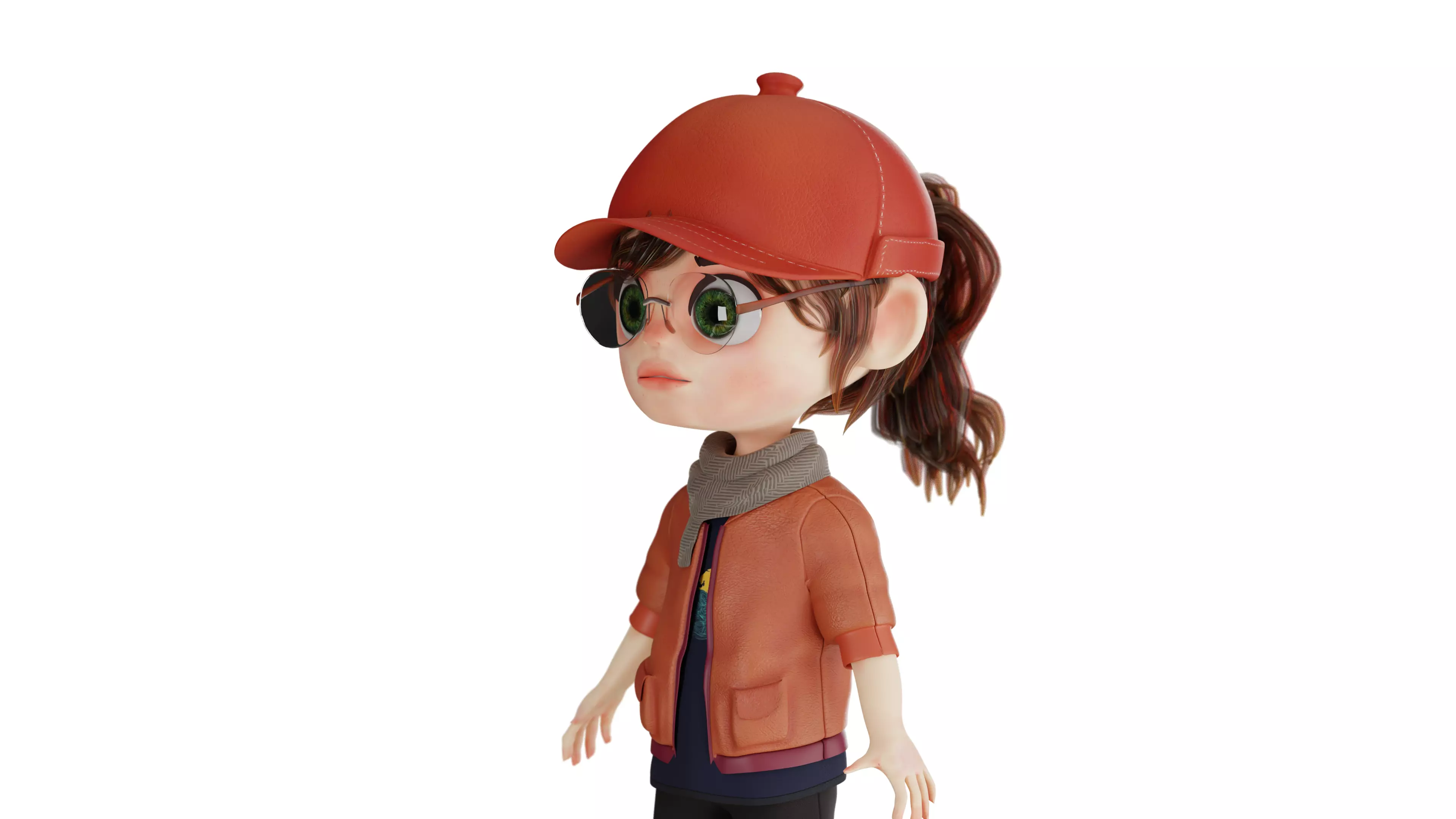 Stylized Girl Character 3D Model Blender 2K 4K PBR Textures 3D model_2