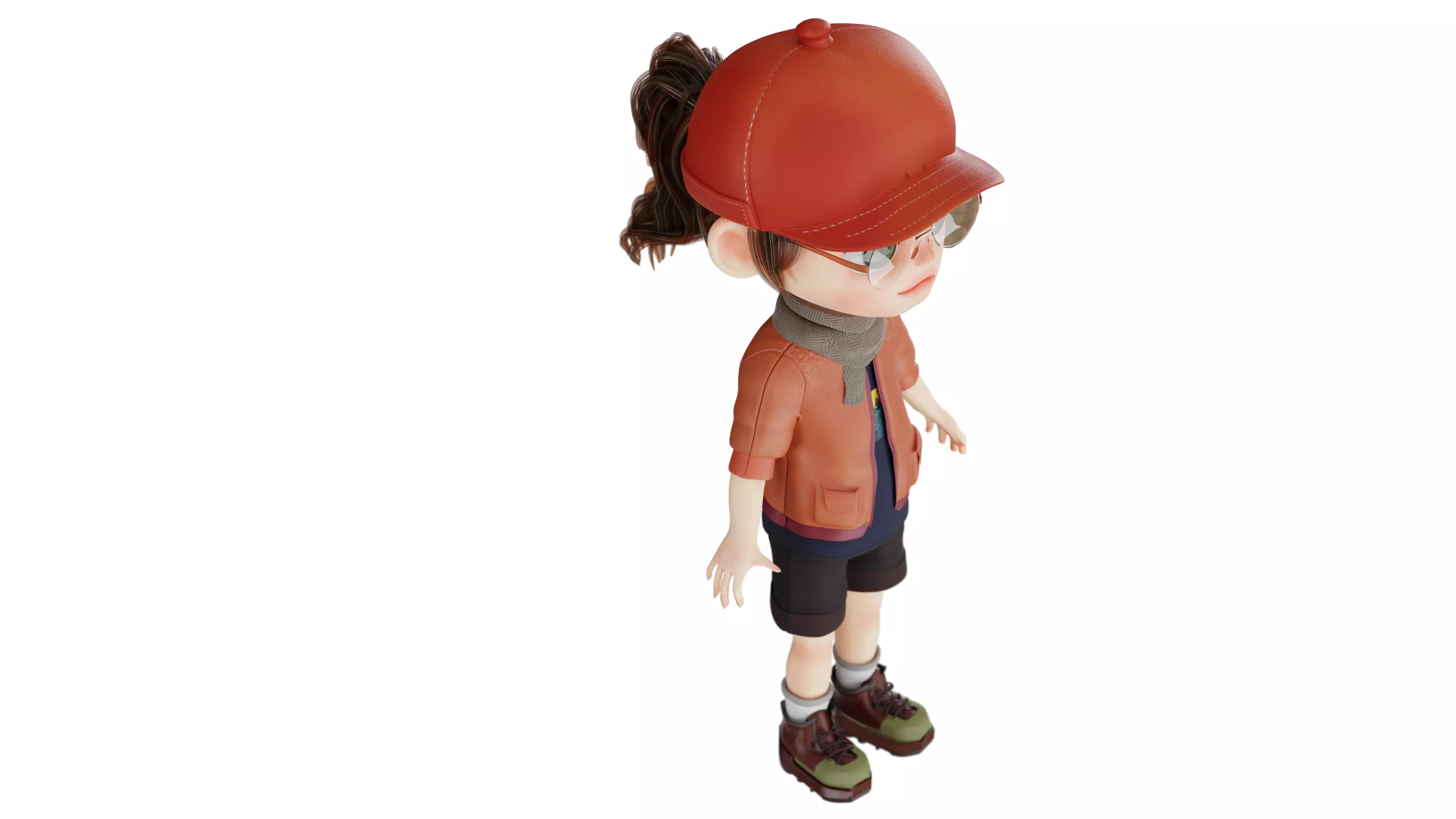 Stylized Girl Character 3D Model Blender 2K 4K PBR Textures 3D model_4