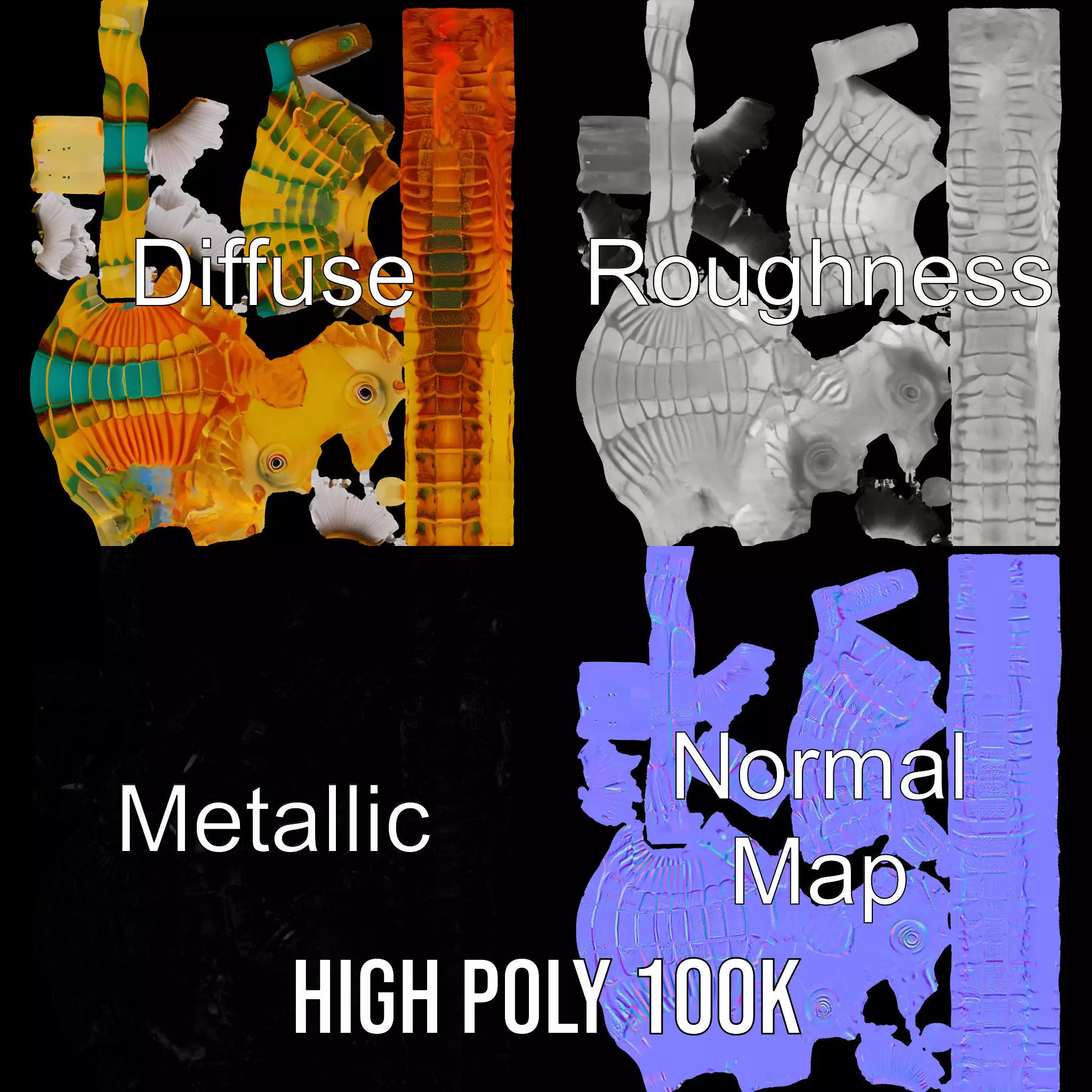 Vibrant Seahorse model pack Low-poly 3D model_3