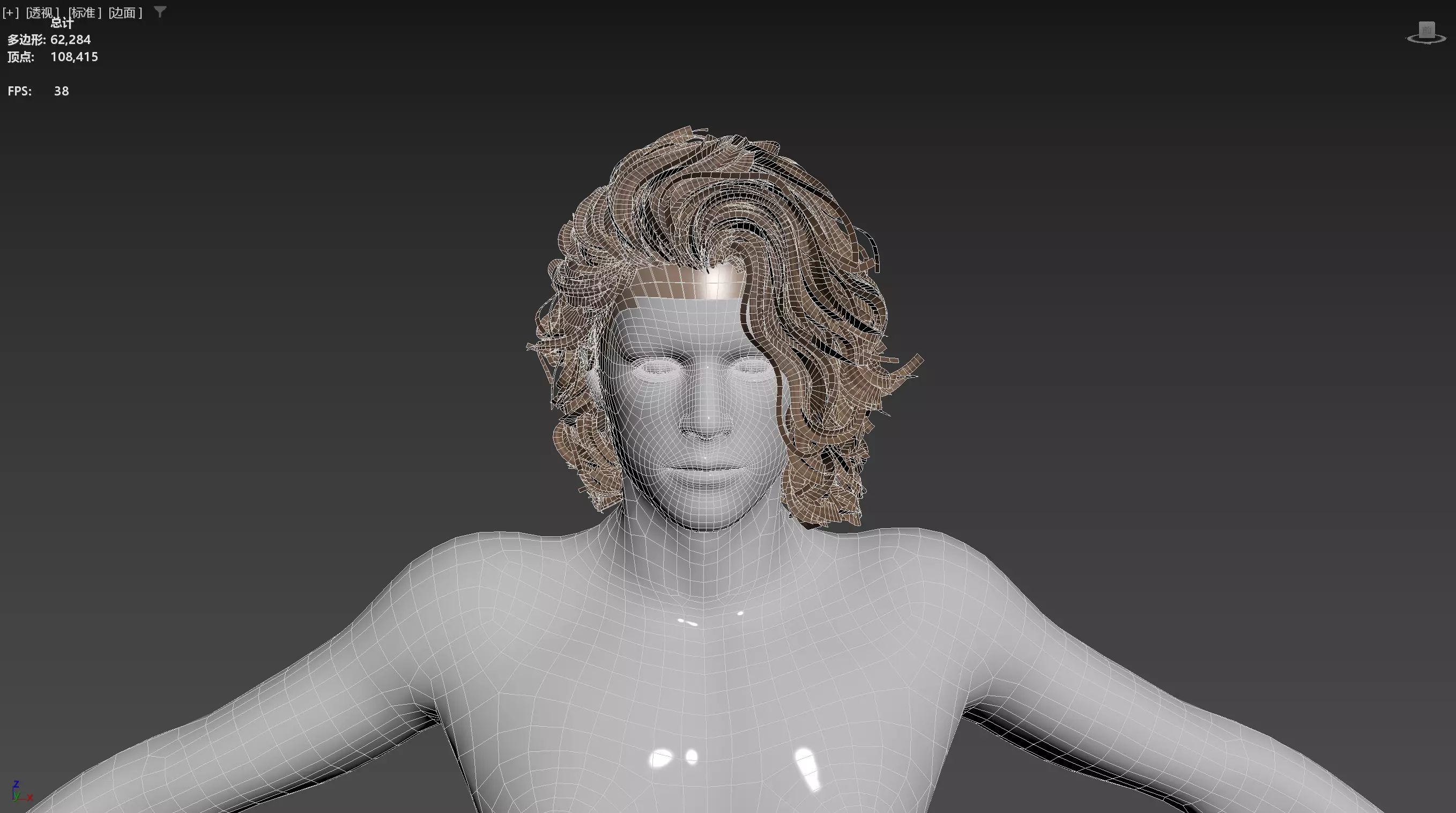 Realistic Male Hair Low-poly 3D model_14
