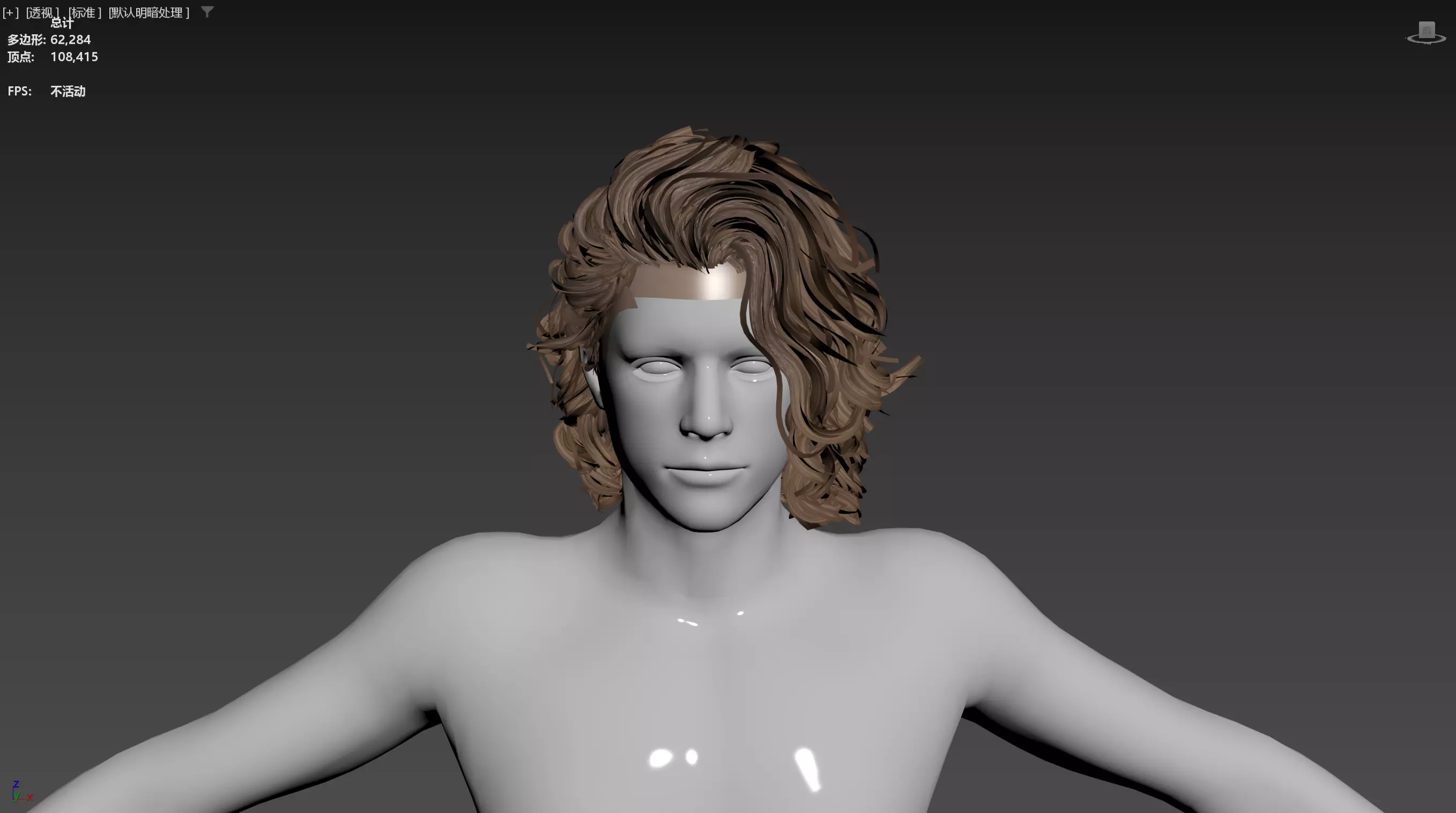 Realistic Male Hair Low-poly 3D model_13