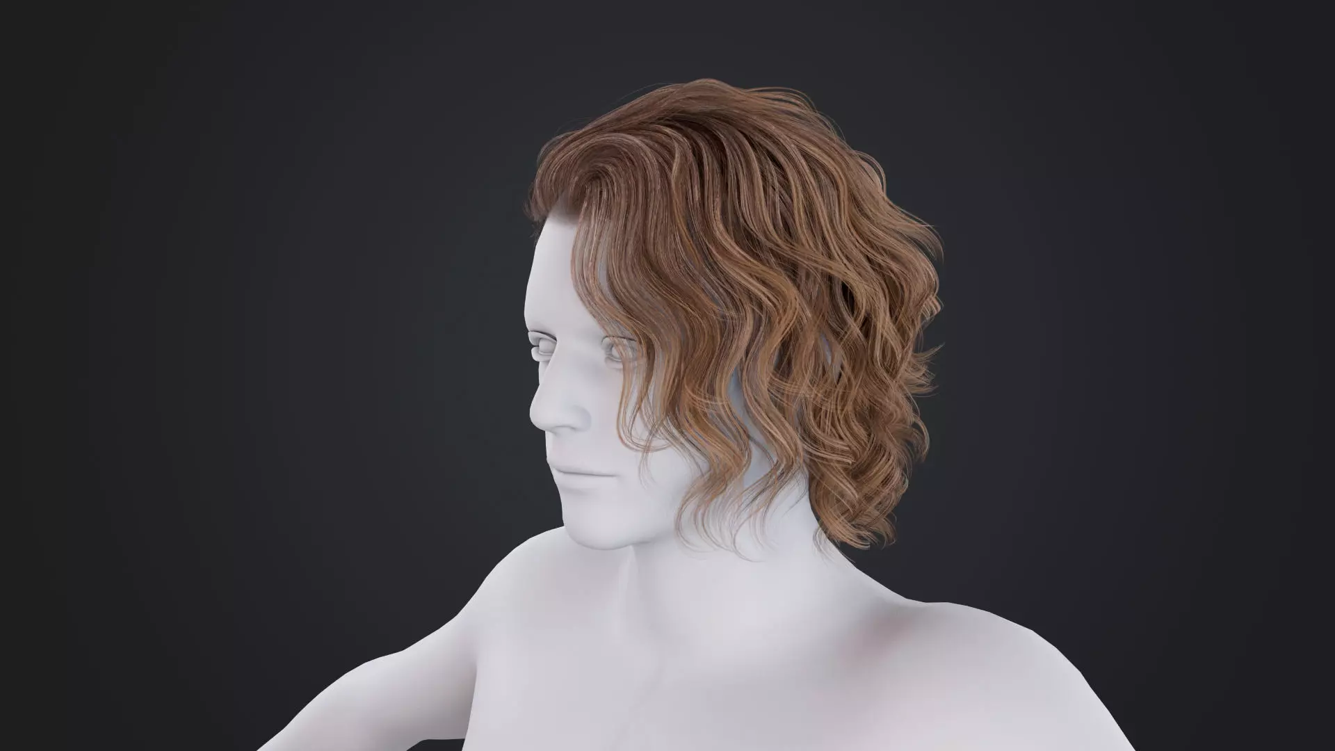 Realistic Male Hair Low-poly 3D model_1
