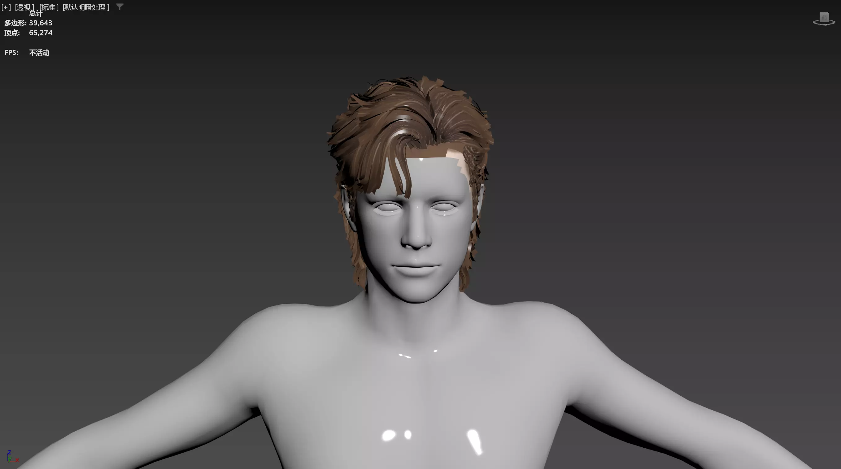 Realistic Male Hair Low-poly 3D model_13