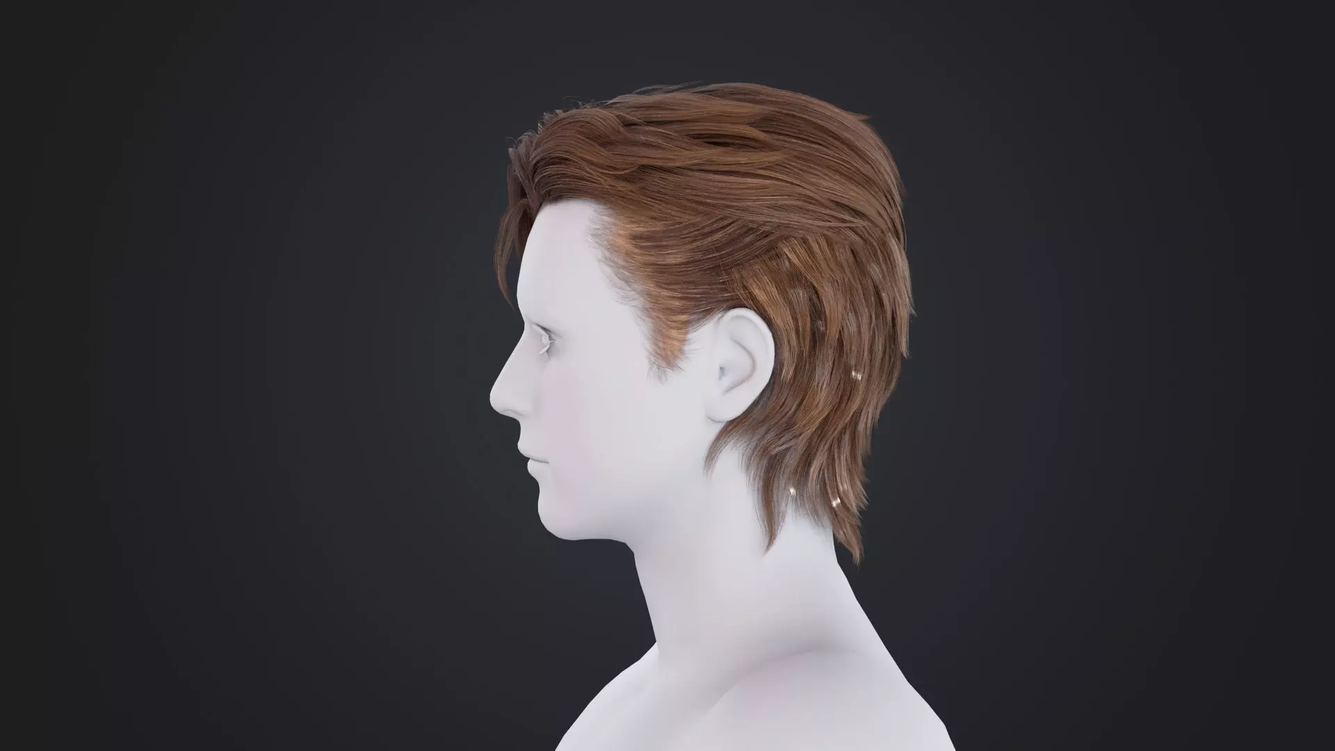 Realistic Male Hair Low-poly 3D model_2