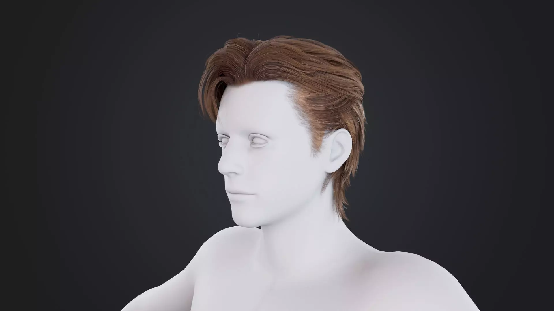 Realistic Male Hair Low-poly 3D model_1