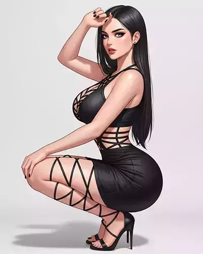 midnight Siren Black Strapped Elegance