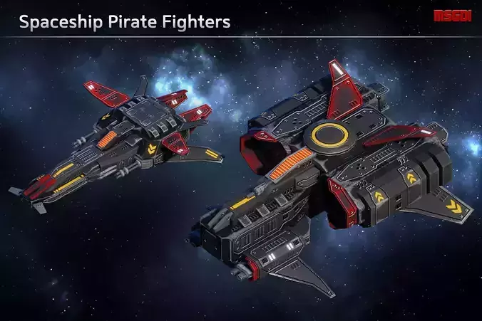 Spaceship Pirate Fighters Low-poly 3D model