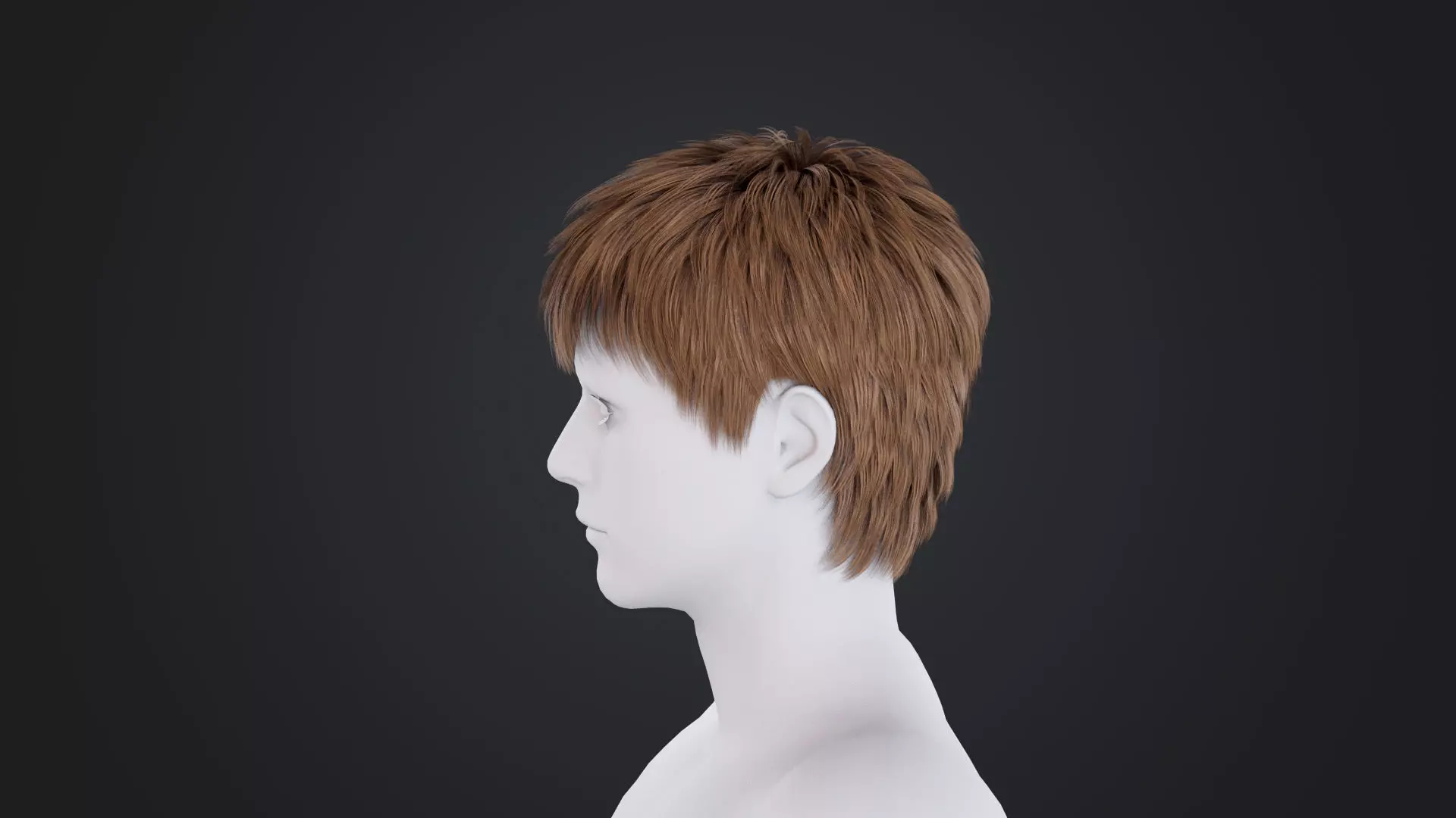 Realistic Male Hair Low-poly 3D model_2