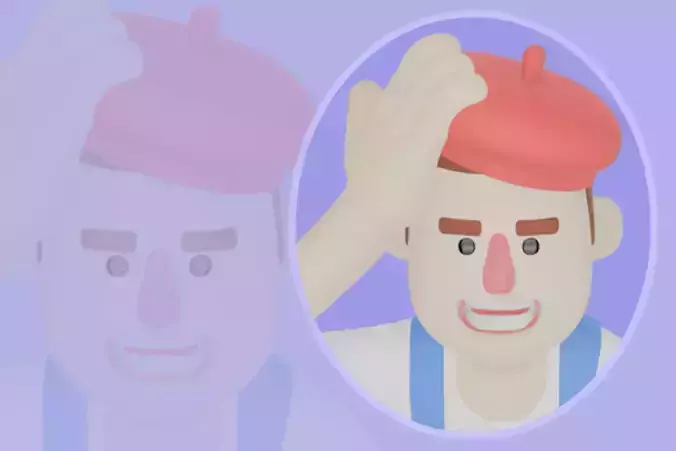 Stylized 3D Male Painter - Artist Slipping with Cup and Pencil