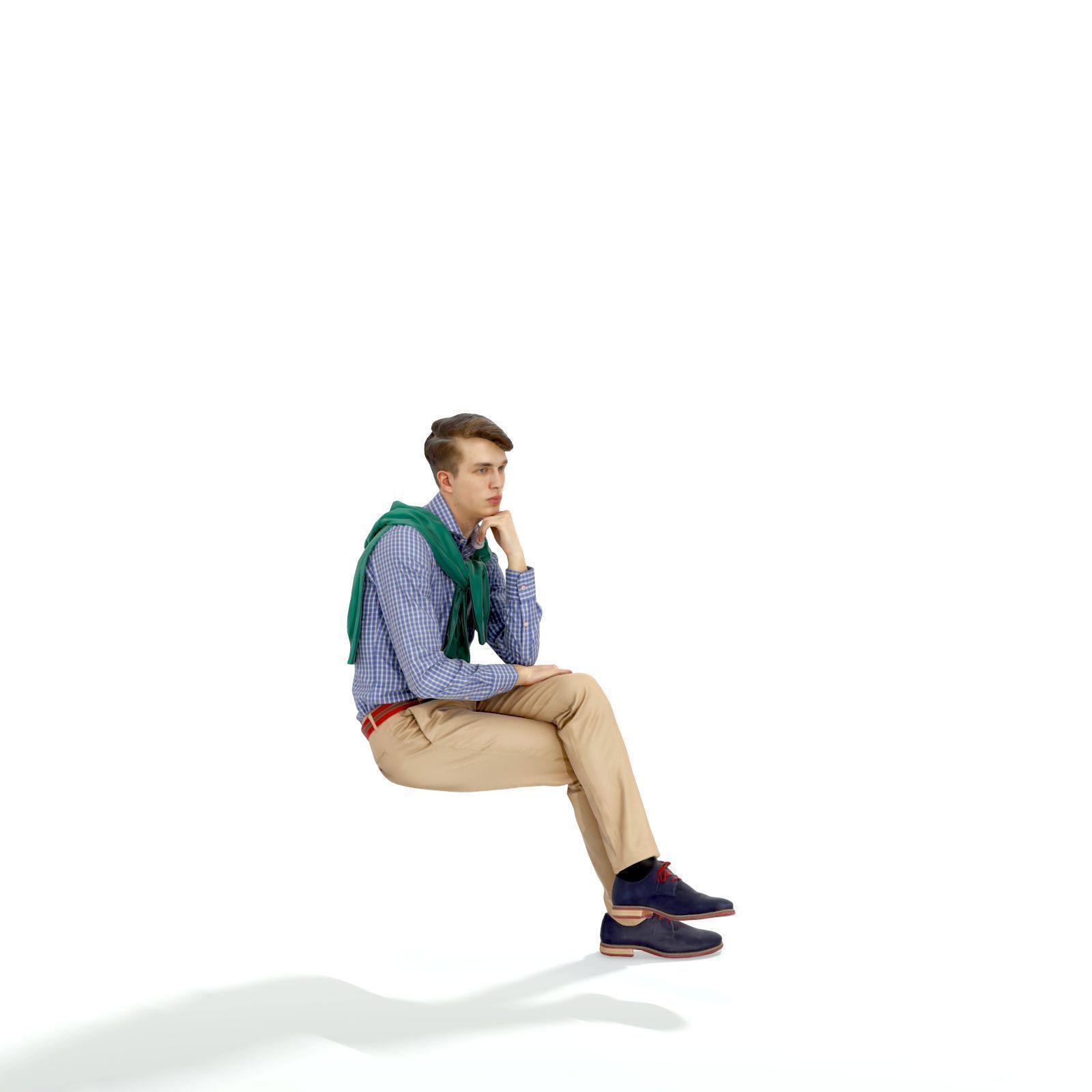 Classy Sitting Man CMan0325-HD2-O01P01-S - 3D Human Low-poly 3D model_1