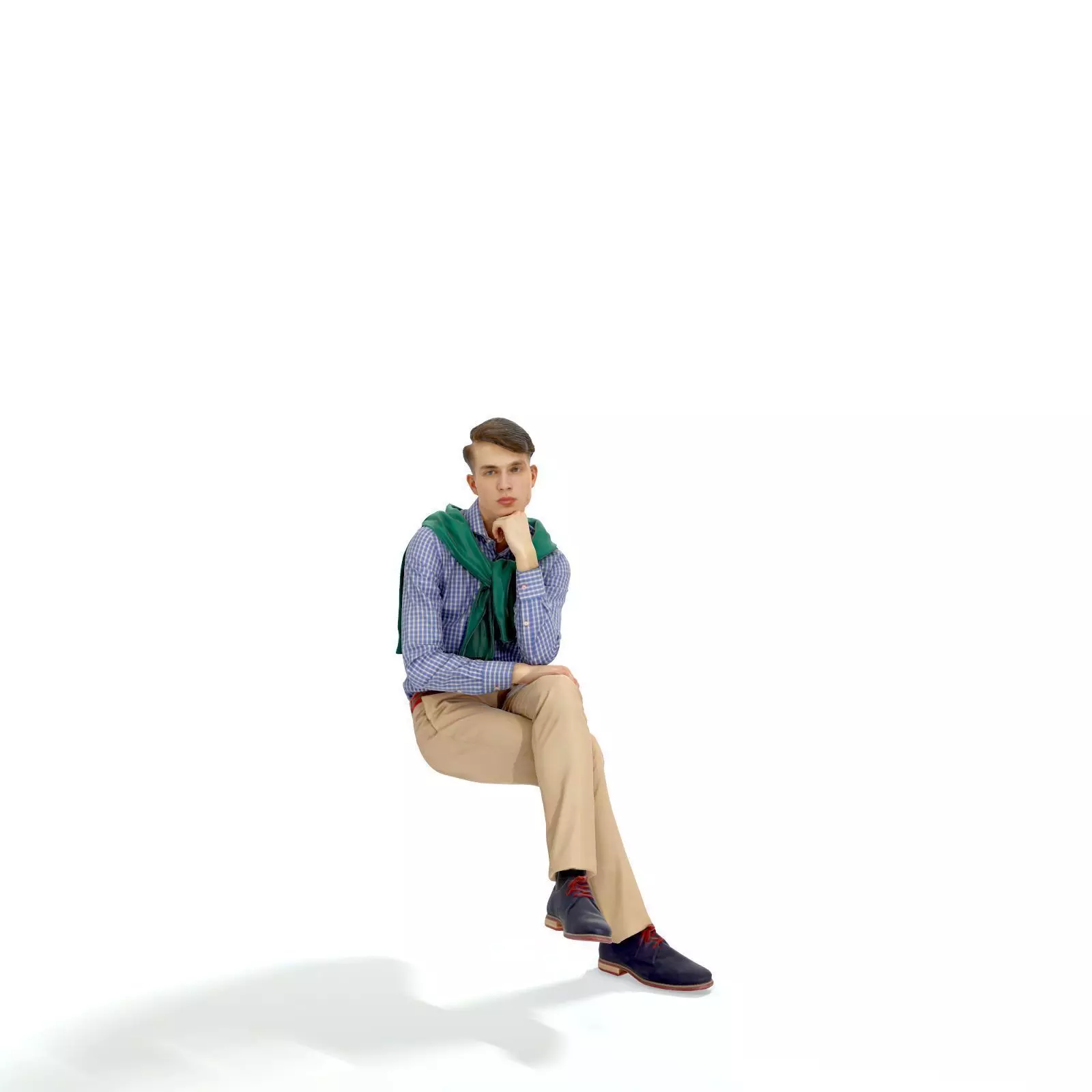 Classy Sitting Man CMan0325-HD2-O01P01-S - 3D Human Low-poly 3D model_0