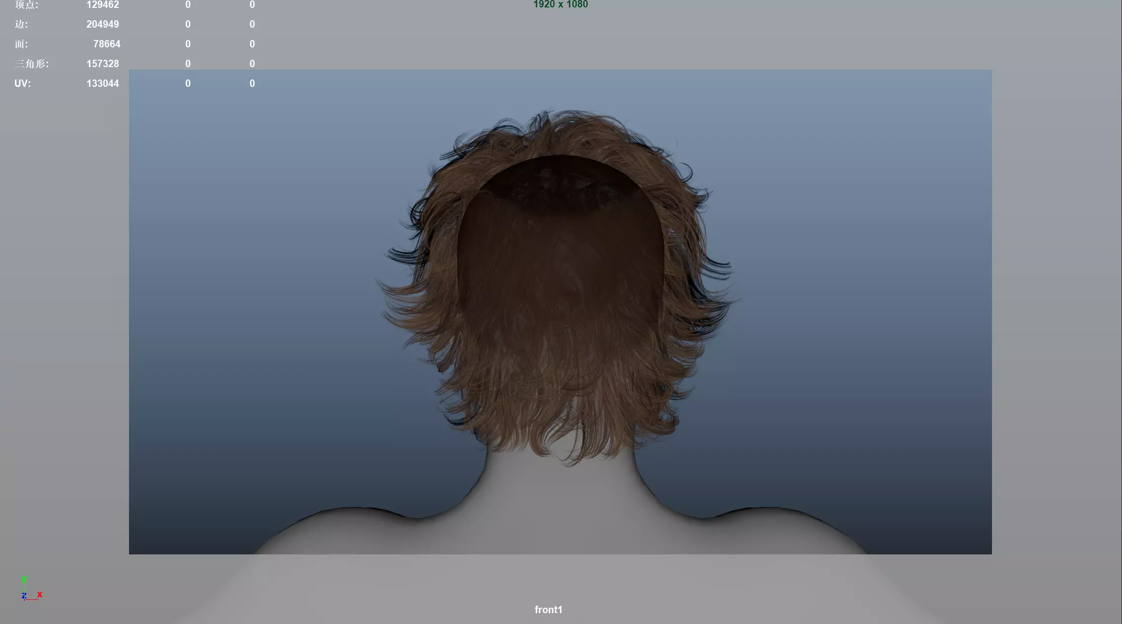 Realistic Male Hair Low-poly 3D model_9