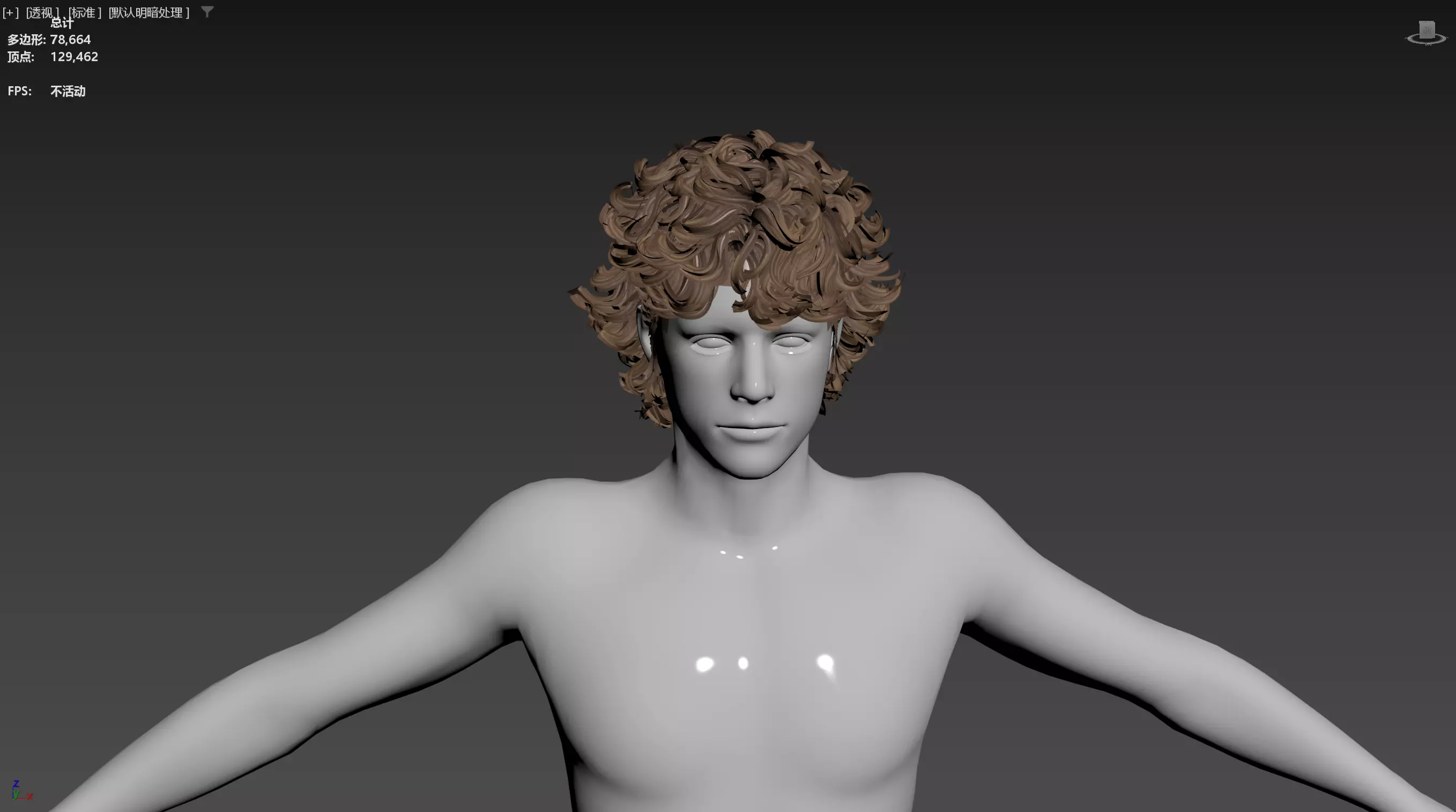 Realistic Male Hair Low-poly 3D model_14