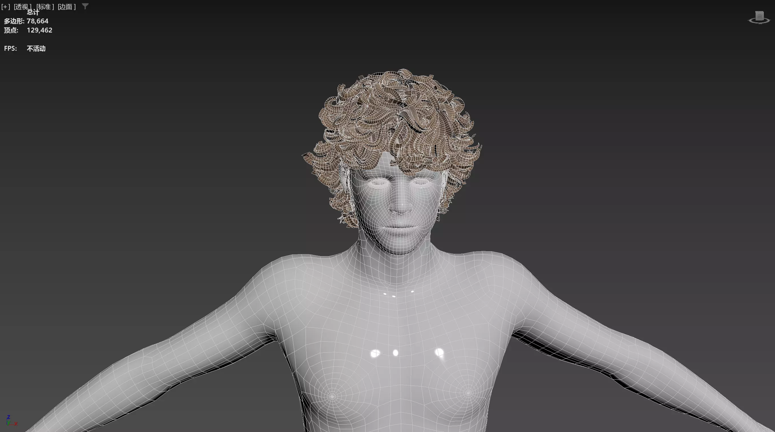 Realistic Male Hair Low-poly 3D model_13