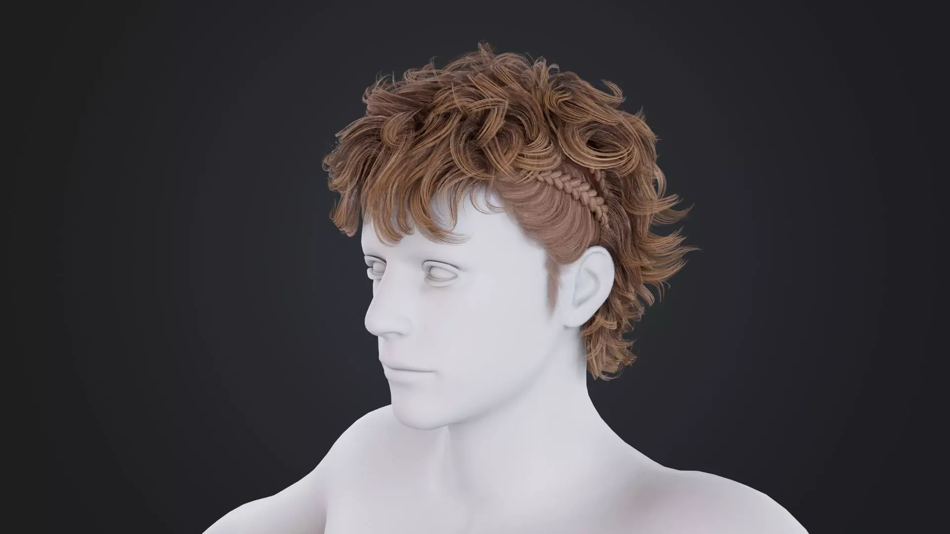 Realistic Male Hair Low-poly 3D model_1