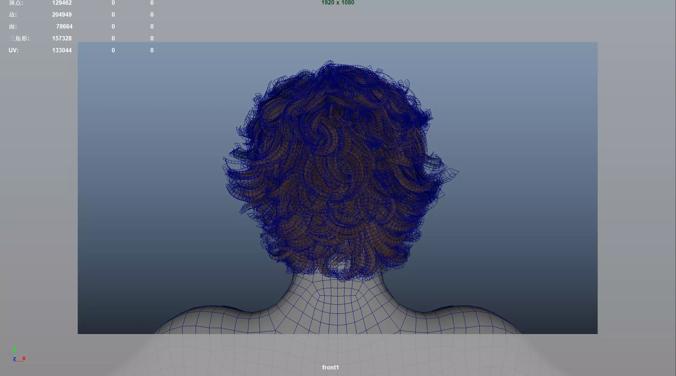 Realistic Male Hair Low-poly 3D model_10