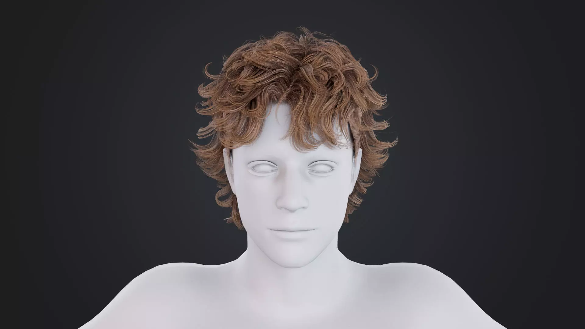 Realistic Male Hair Low-poly 3D model_0