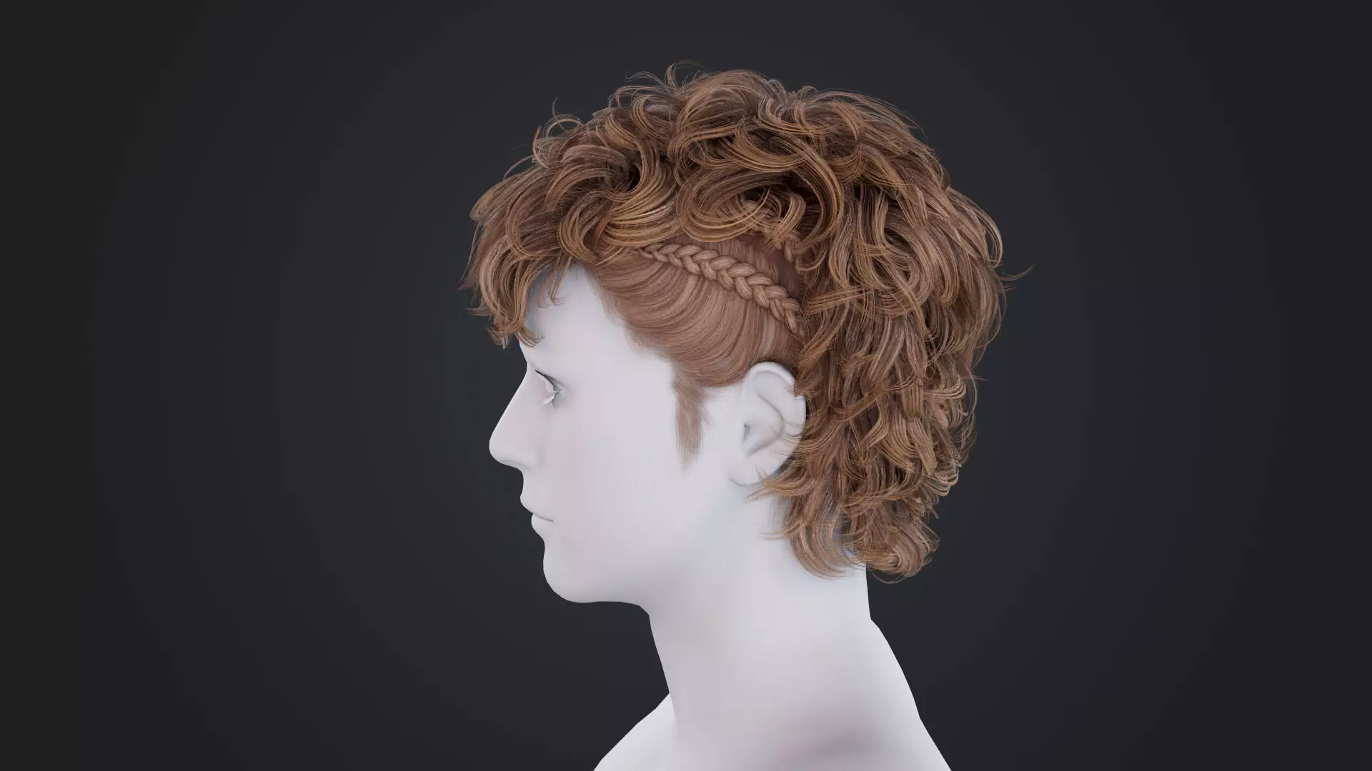Realistic Male Hair Low-poly 3D model_2