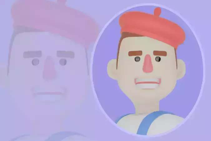 Stylized 3D Male Painter - Cartoon Artist Running with Suitcase