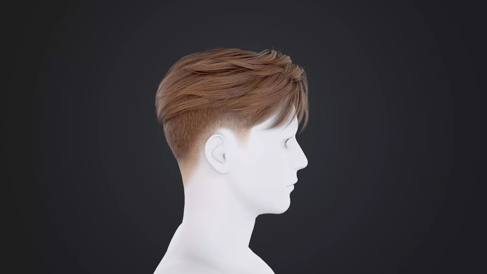 Realistic Male Hair Low-poly 3D model_2