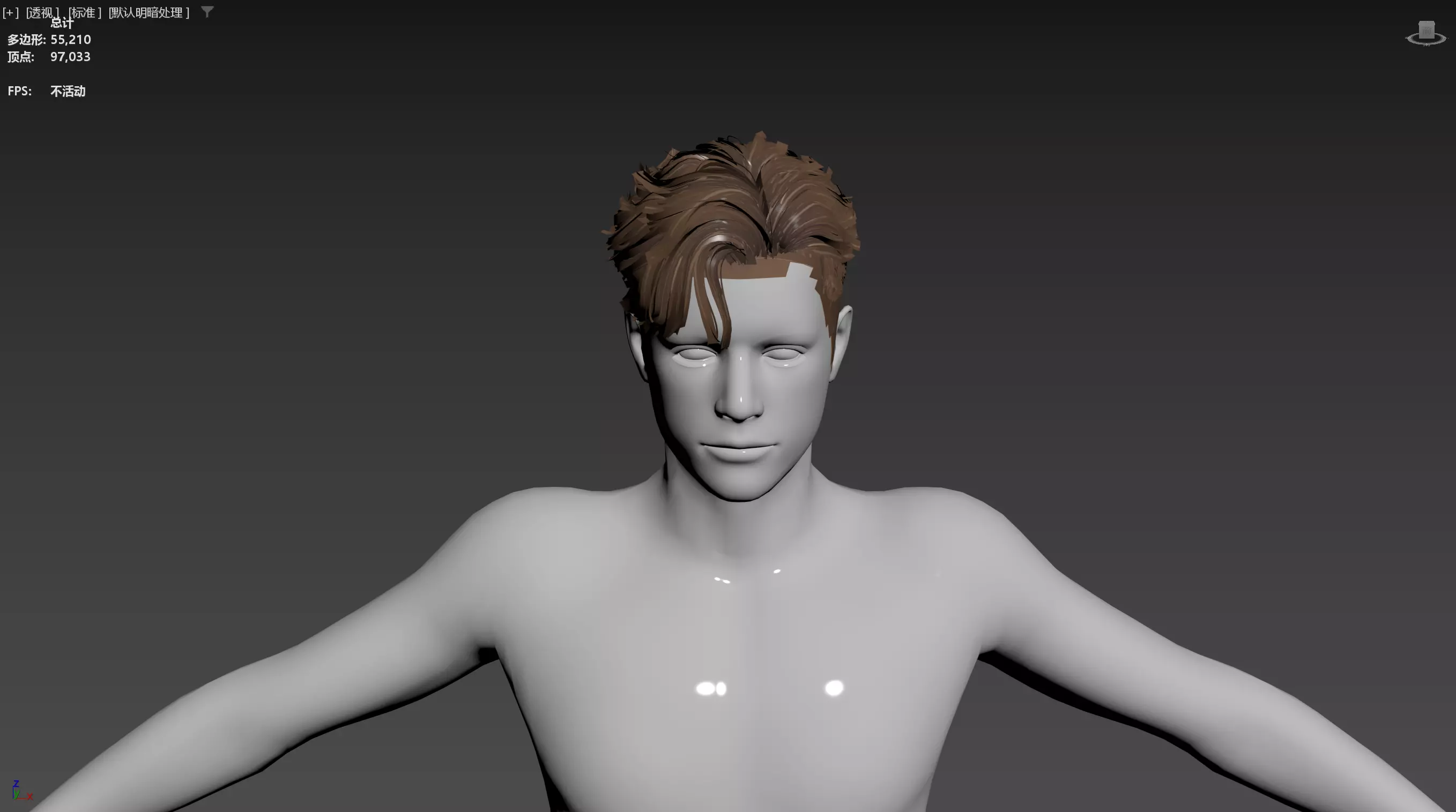 Realistic Male Hair Low-poly 3D model_14