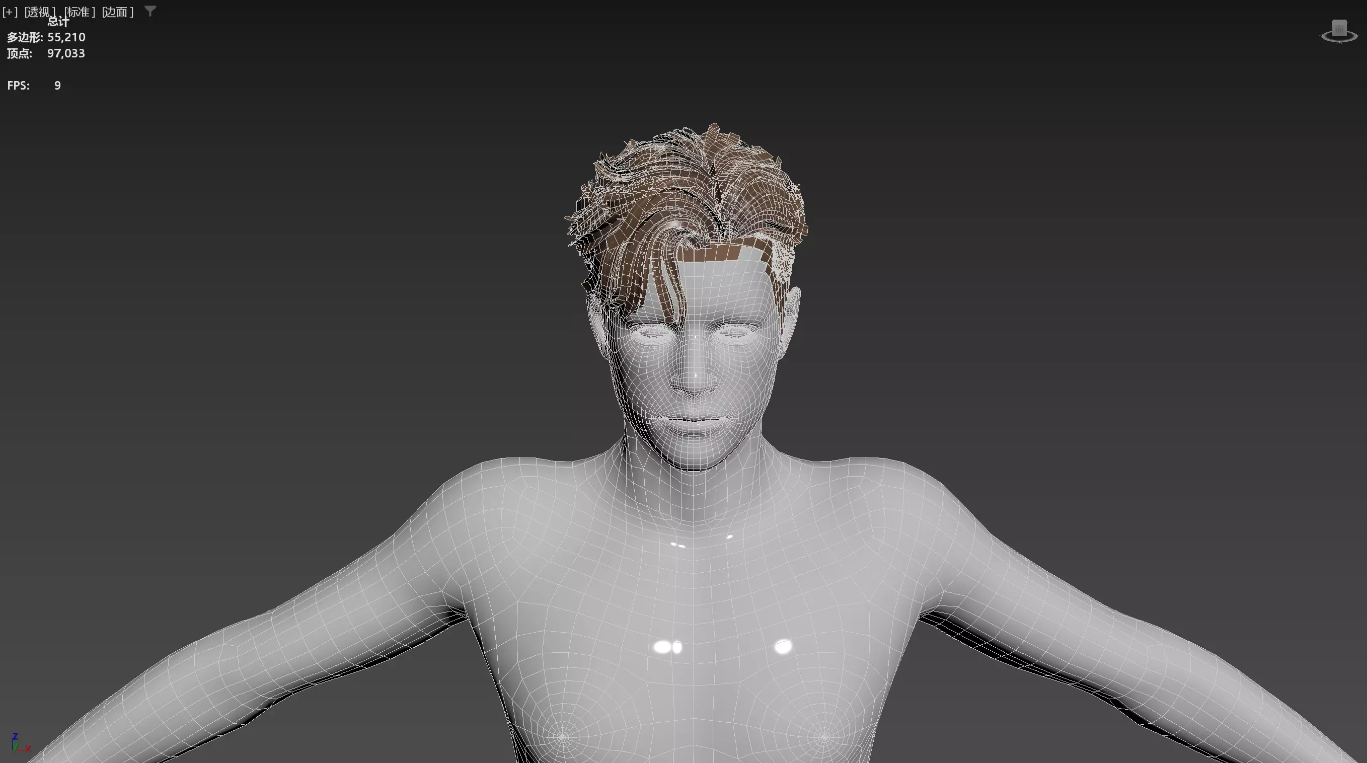 Realistic Male Hair Low-poly 3D model_13