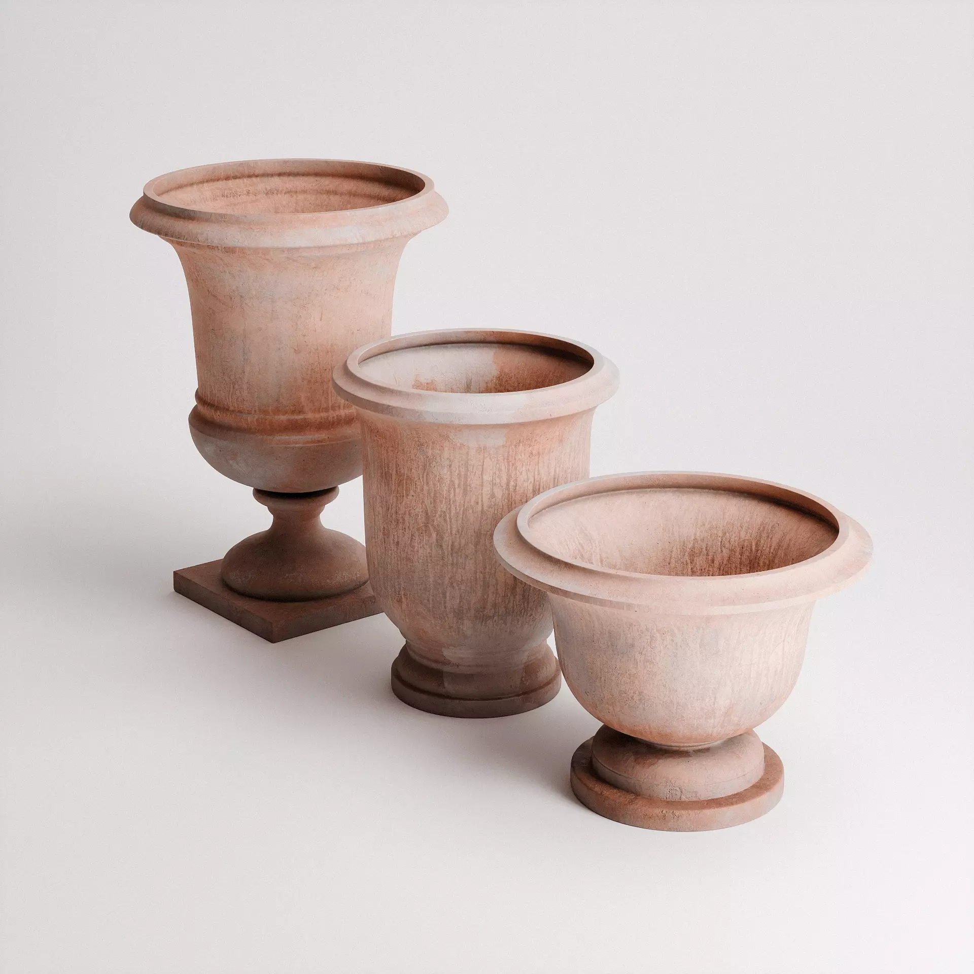 Terracotta Planters Set Low-poly 3D model_5