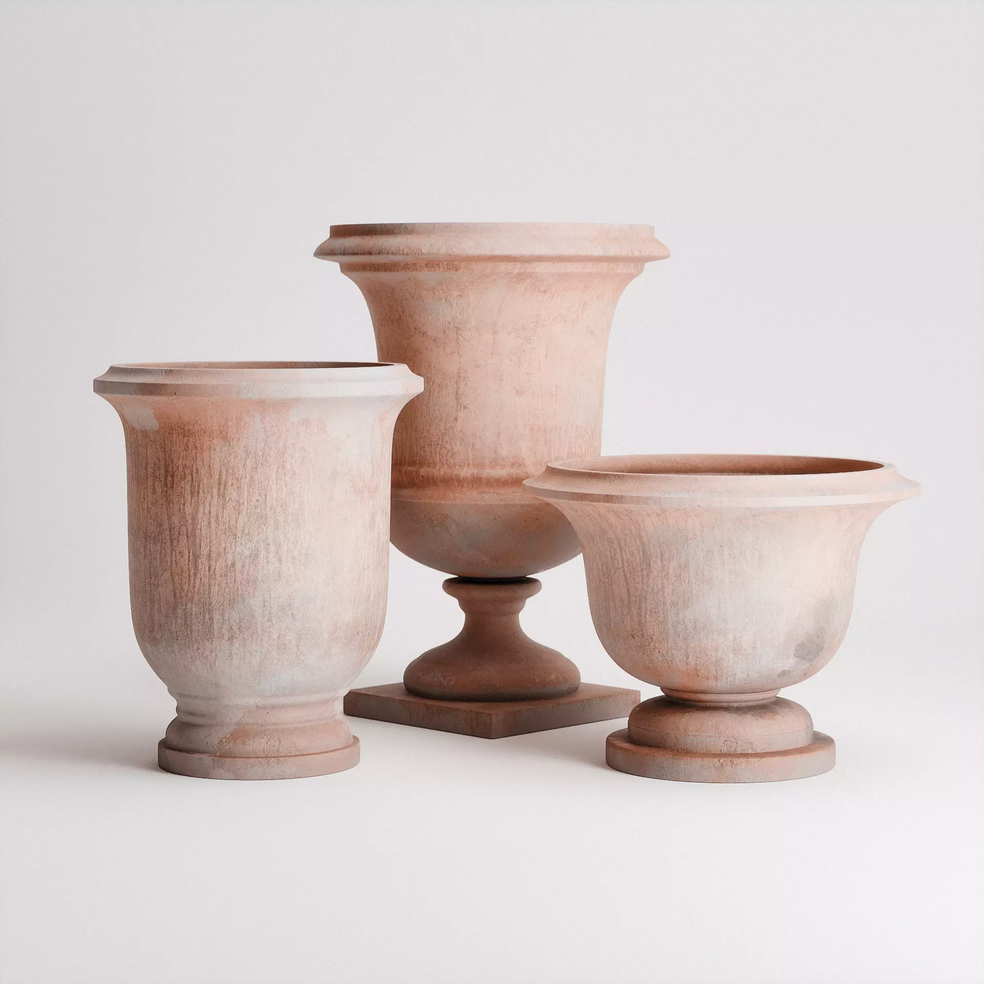 Terracotta Planters Set Low-poly 3D model_2