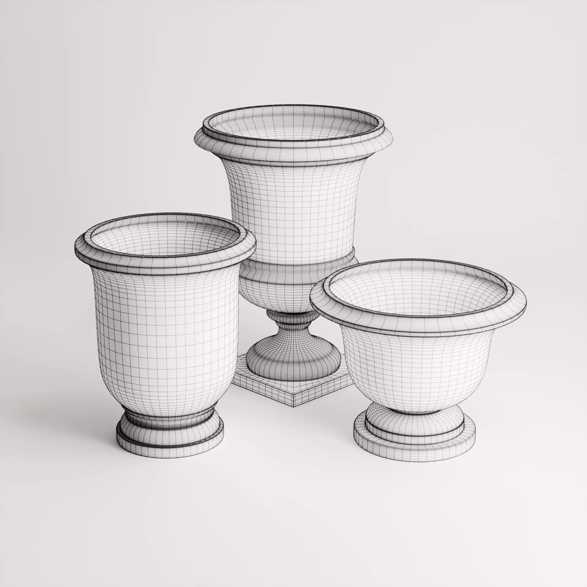 Terracotta Planters Set Low-poly 3D model_7