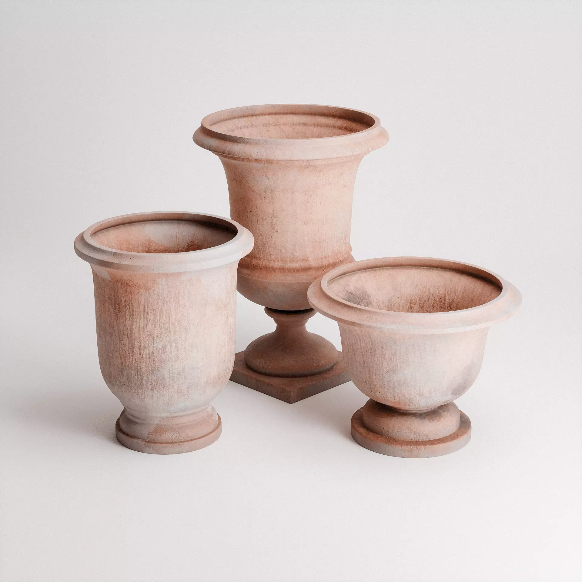 Terracotta Planters Set Low-poly 3D model_0