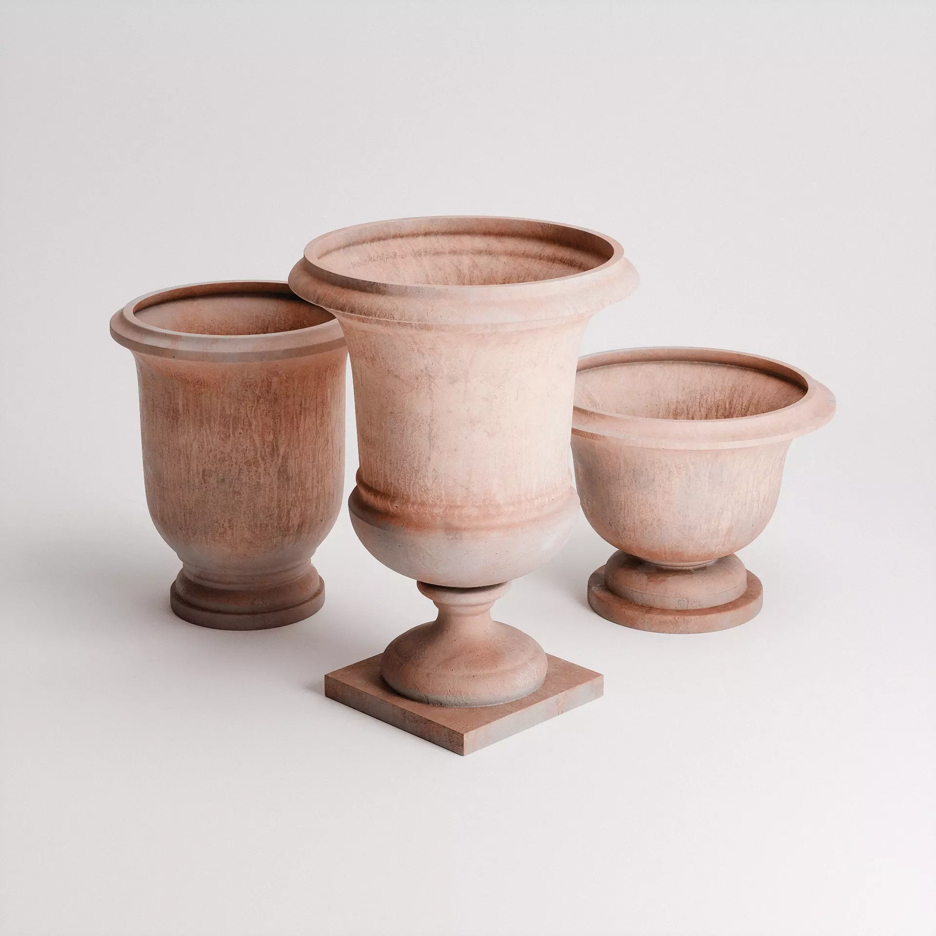 Terracotta Planters Set Low-poly 3D model_4