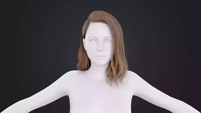 Realistic Female Hair Low-poly 3D model