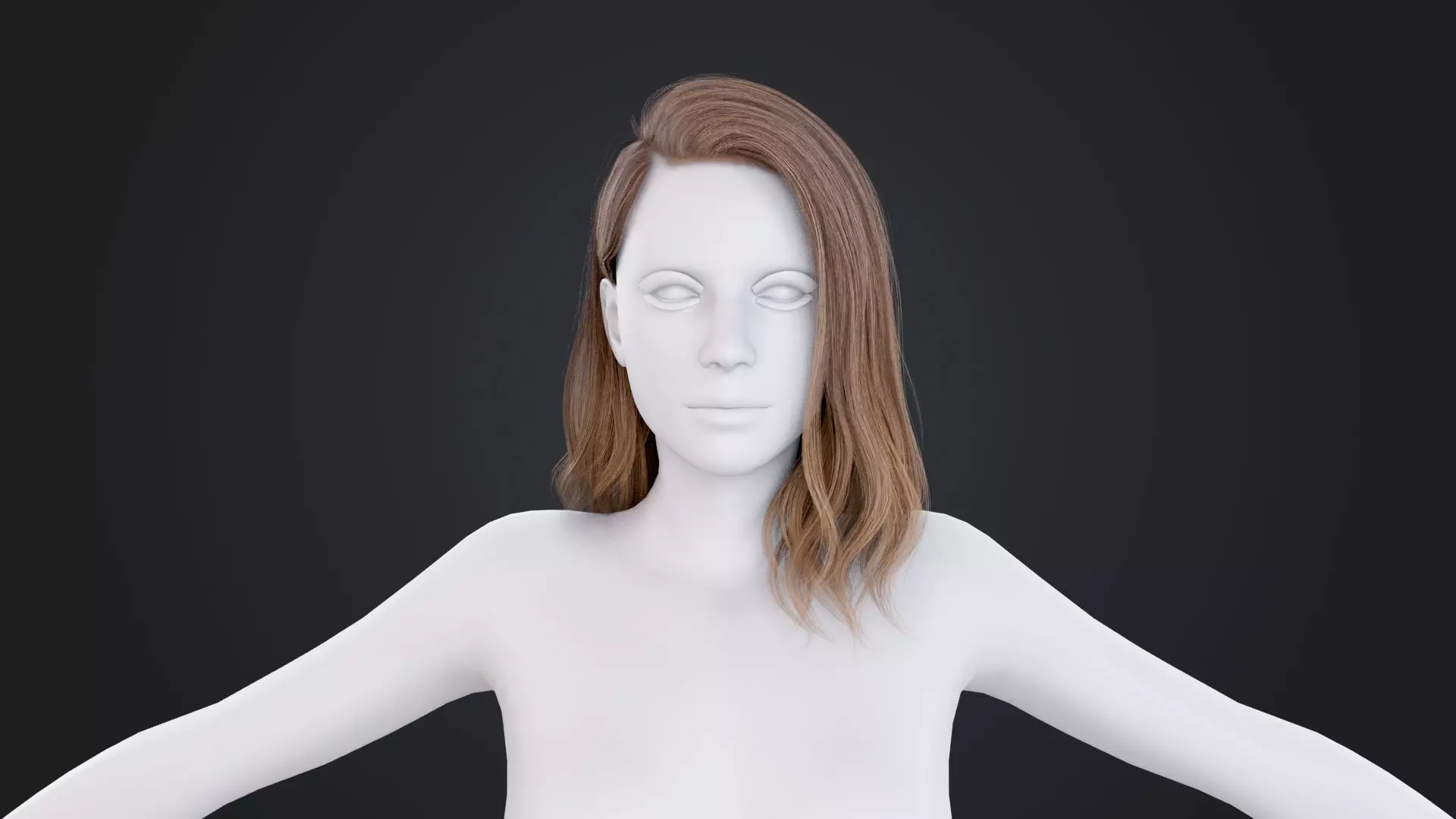 Realistic Female Hair Low-poly 3D model_0