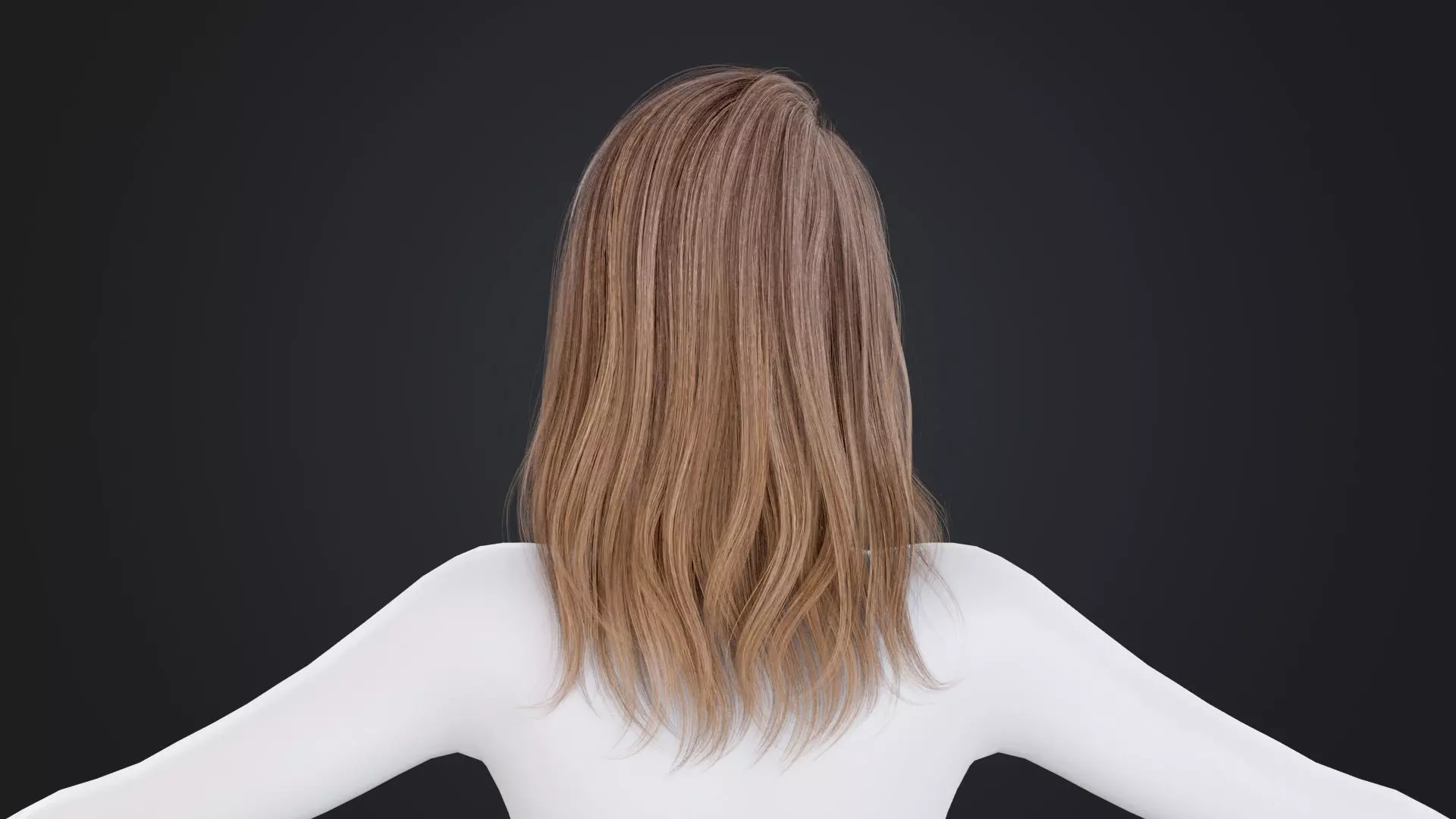 Realistic Female Hair Low-poly 3D model_4