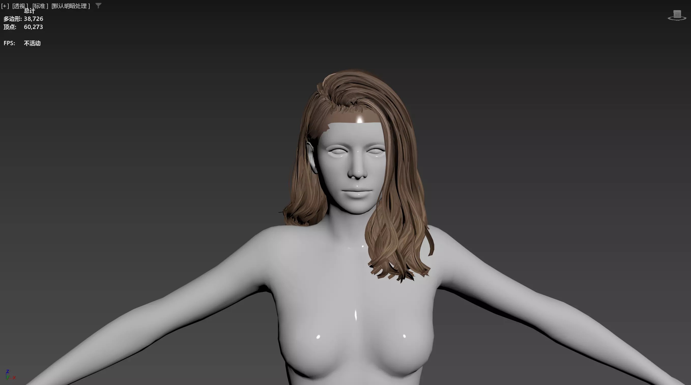 Realistic Female Hair Low-poly 3D model_14