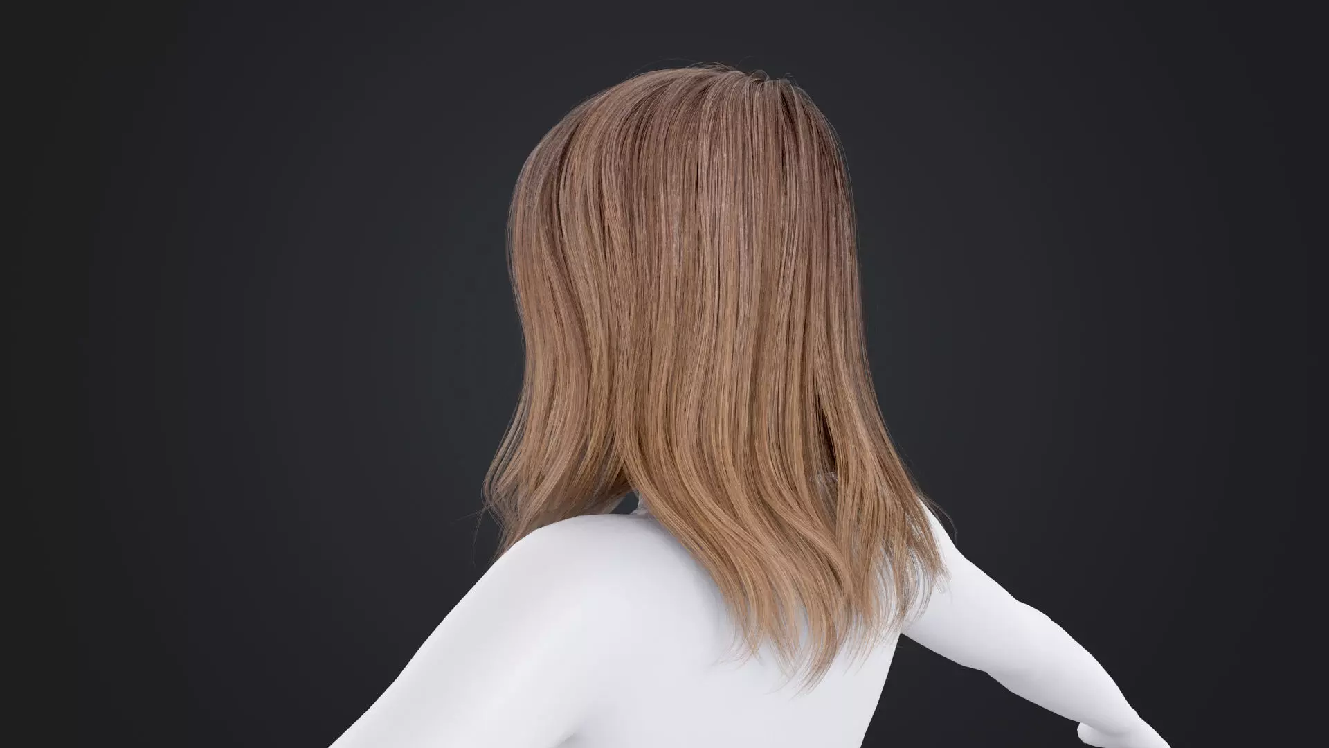 Realistic Female Hair Low-poly 3D model_3