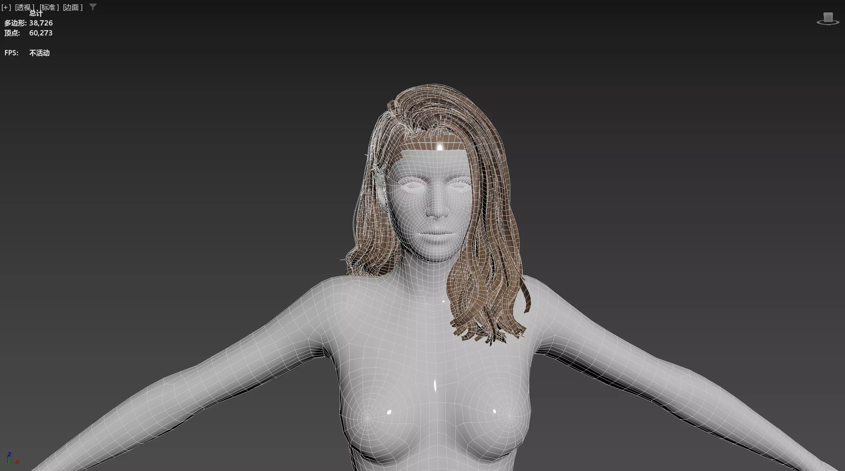 Realistic Female Hair Low-poly 3D model_13