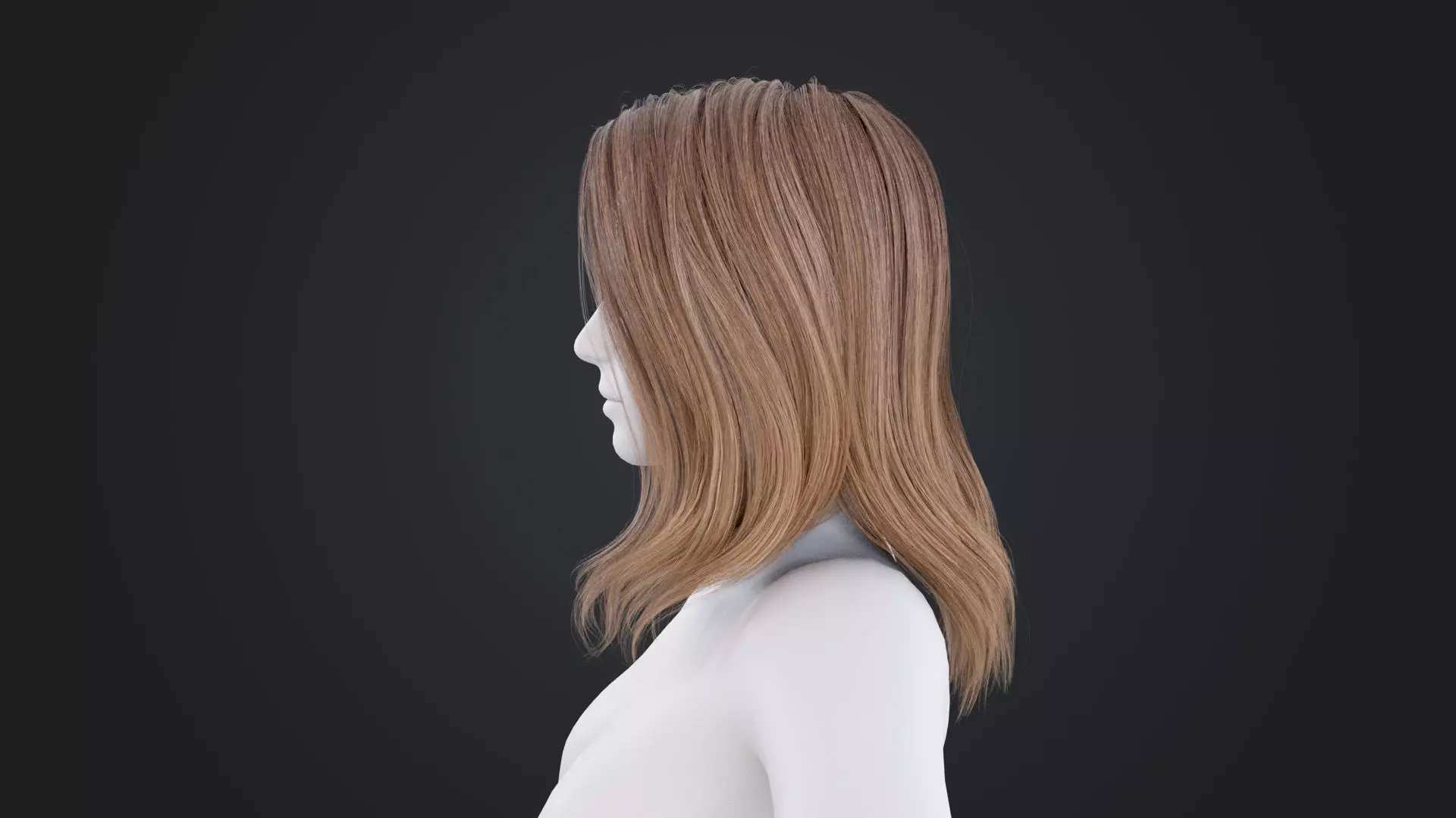 Realistic Female Hair Low-poly 3D model_2