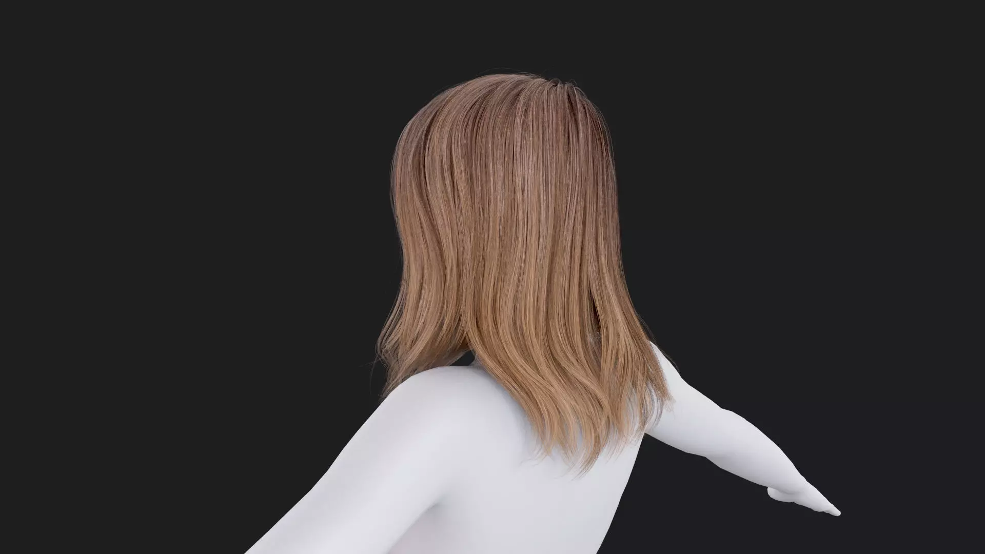 Realistic Female Hair Low-poly 3D model_3