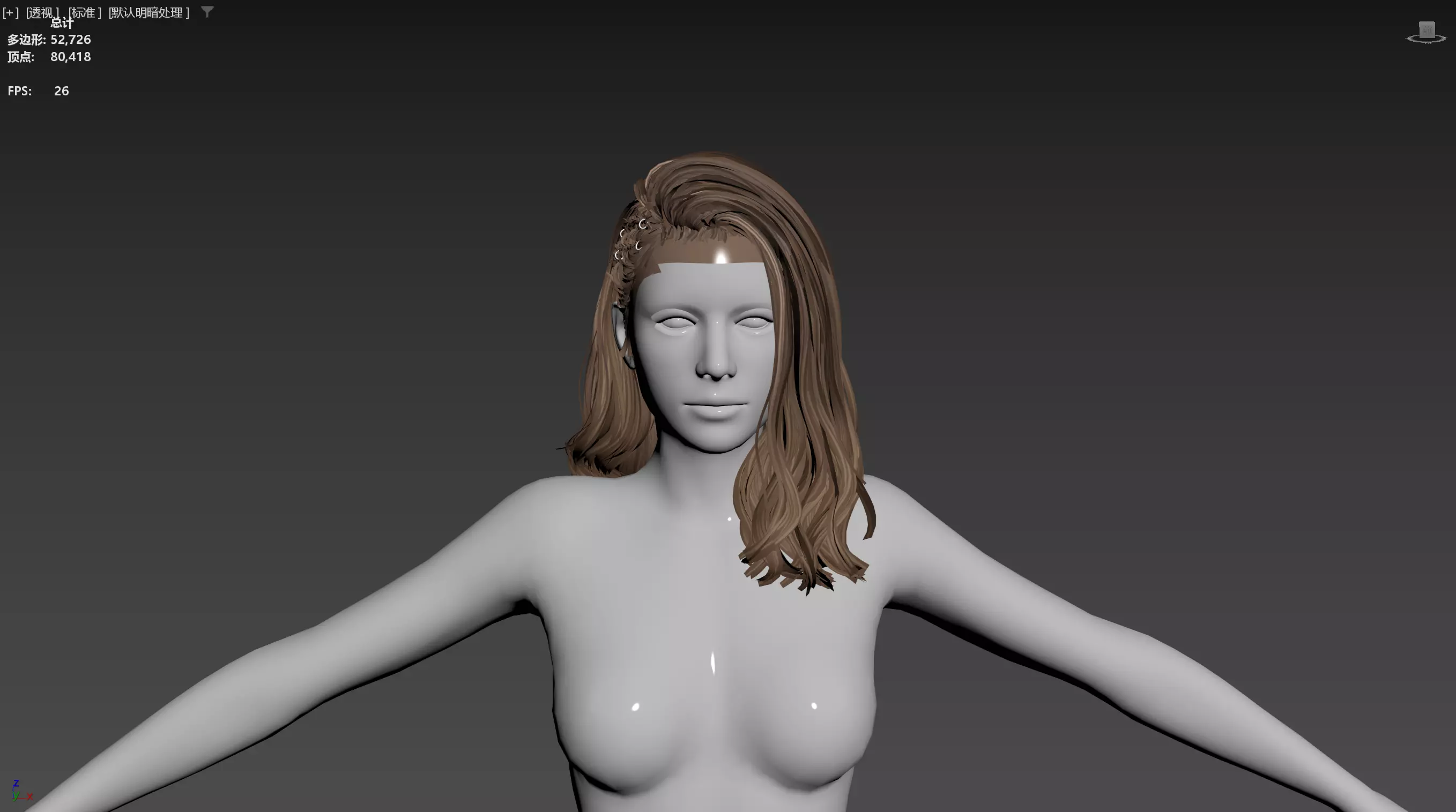 Realistic Female Hair Low-poly 3D model_14