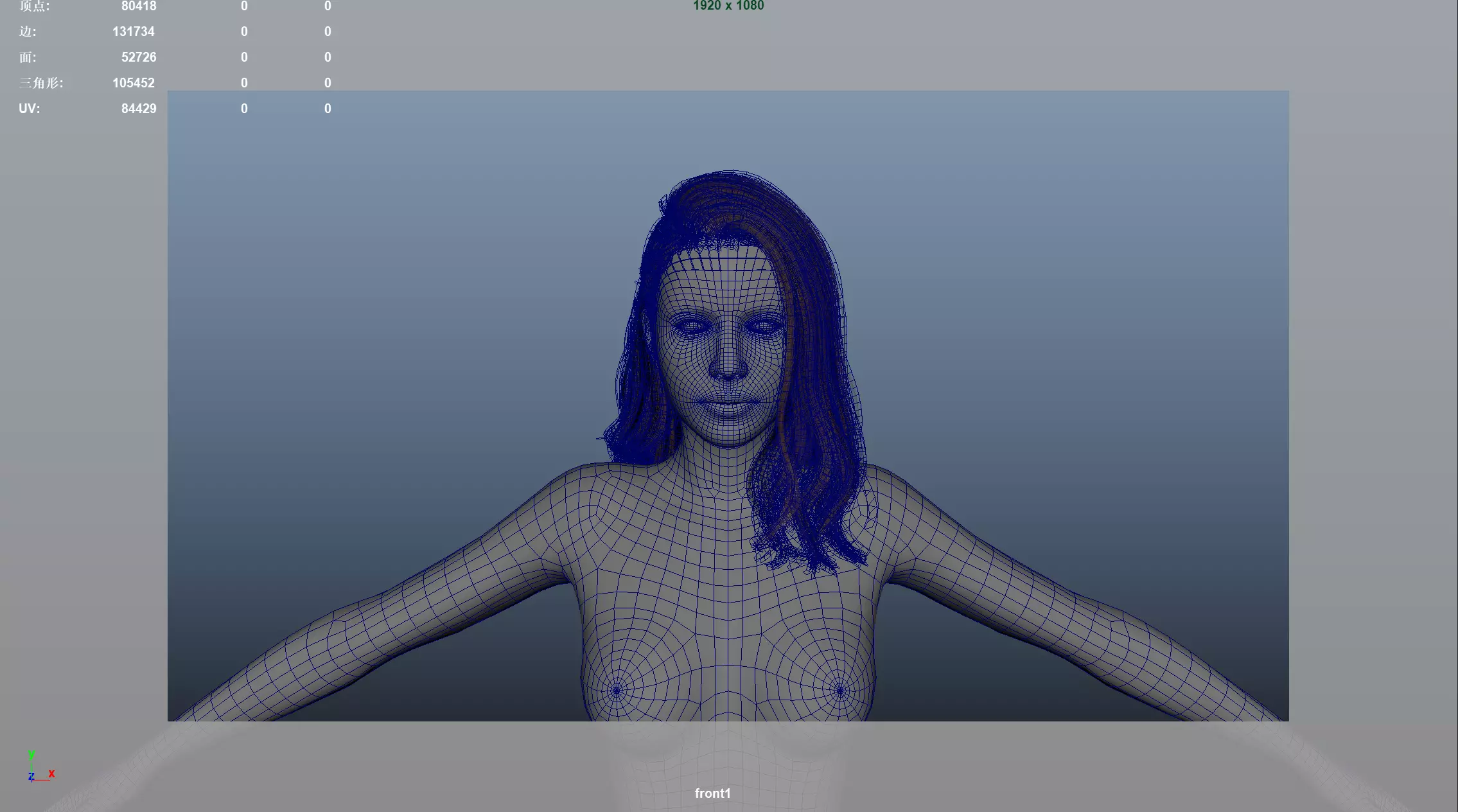 Realistic Female Hair Low-poly 3D model_7