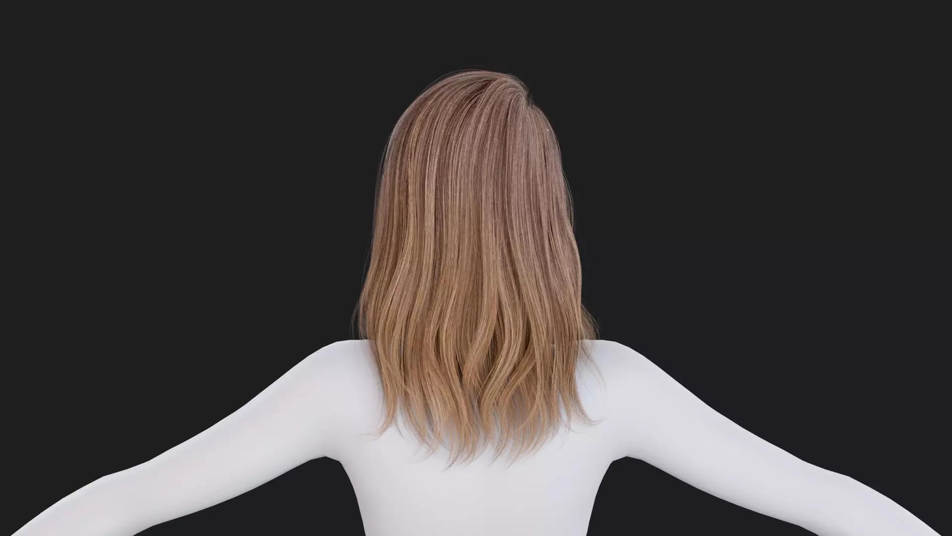 Realistic Female Hair Low-poly 3D model_4